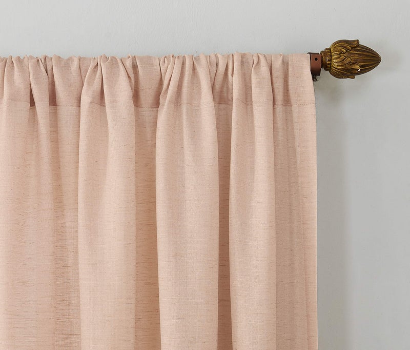 No. 918 Amalfi Linen Blend Textured Semi-Sheer Rod Pocket Curtain Panel, 54" x 63", Blush Pink - Image 2